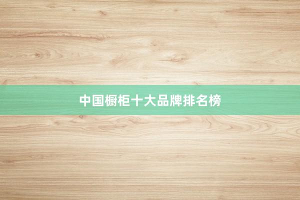 中国橱柜十大品牌排名榜